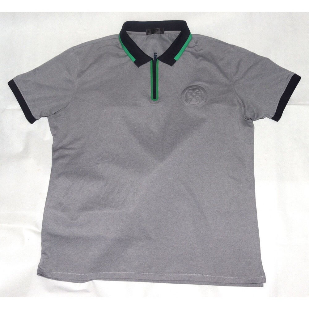 G/FORE Men's Short Sleeve Embossed Quarter Zip Golf‎ Polo Shirt Size Large